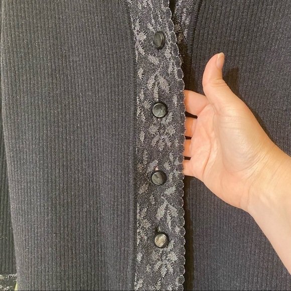 Escada Margaretha Ley Lace Knit Cardigan Wool Sweater Charcoal Black EU Sz 38 - Picture 5 of 9
